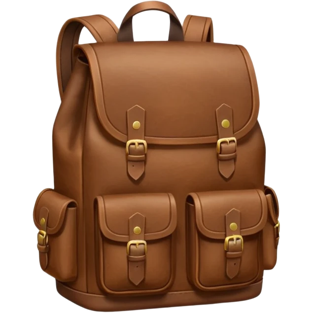 Draw a laether backpack using a front camera with a High-Angle Shot. emoji