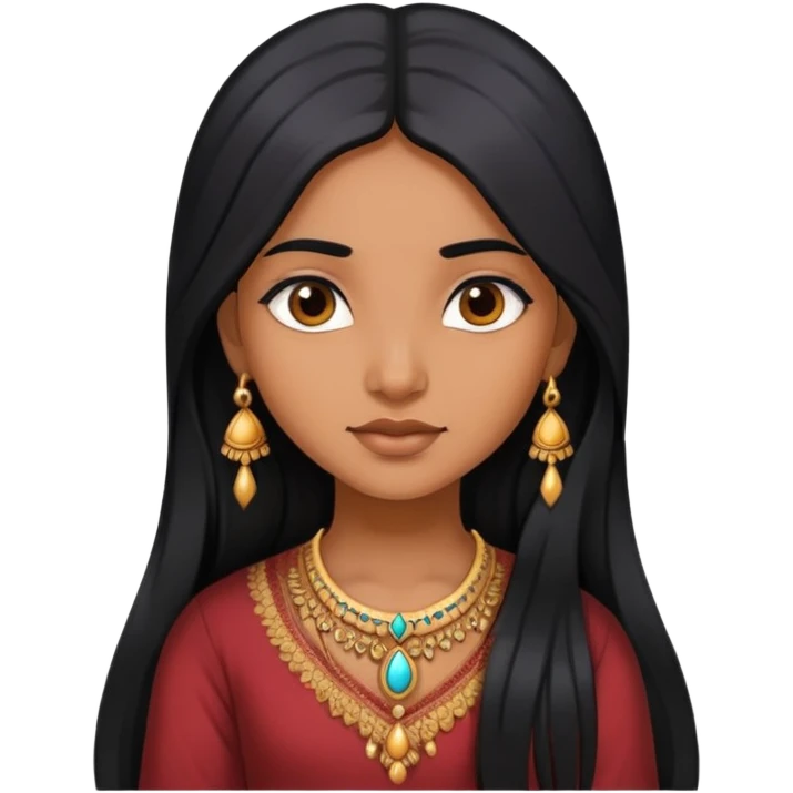 Indian girl with long hair emoji