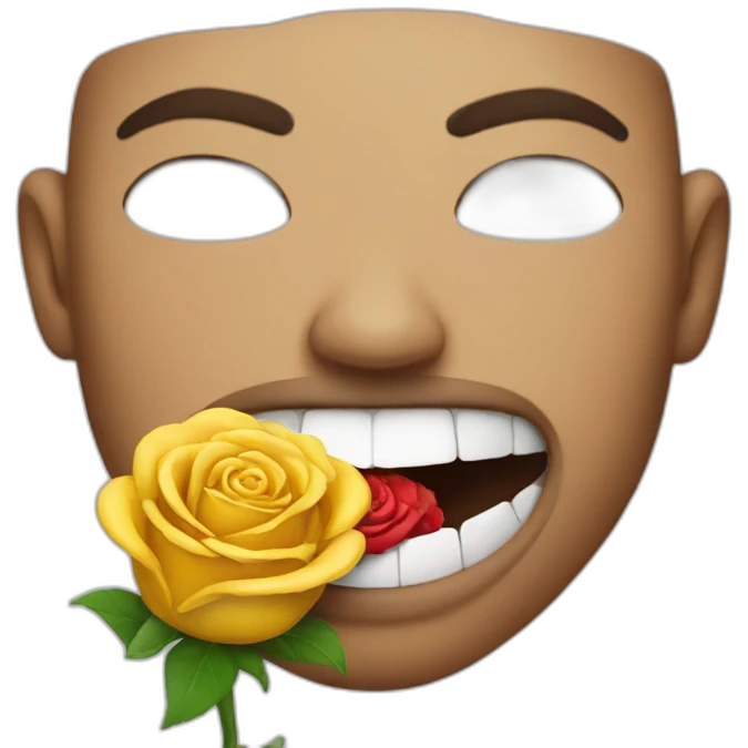man biting rose in his mouth emoji