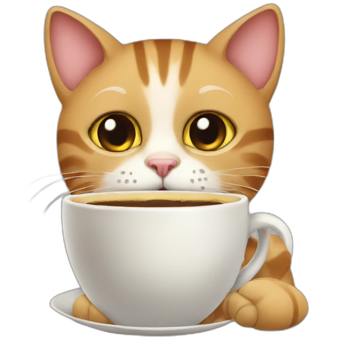 cat with cup of coffee emoji