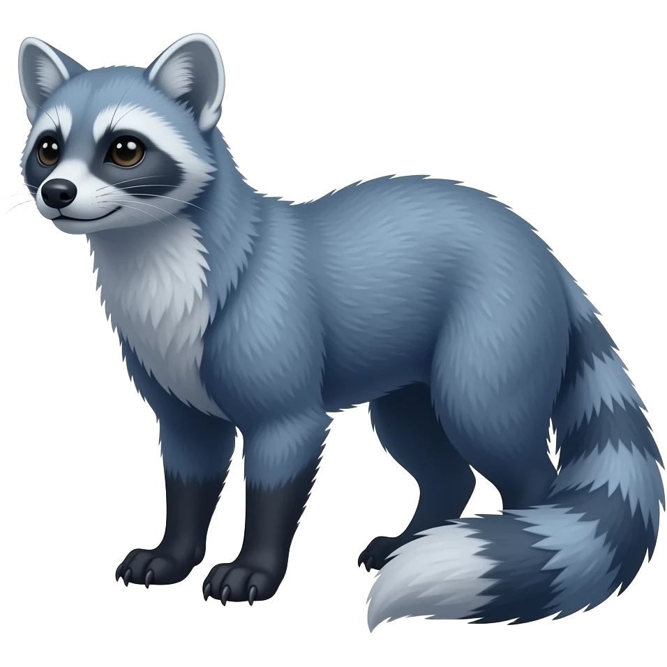 Blue civet-Feli-mustelid-creature-hybrid, full body emoji