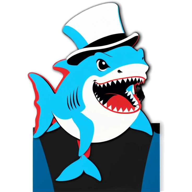 Shark with a top hat emoji