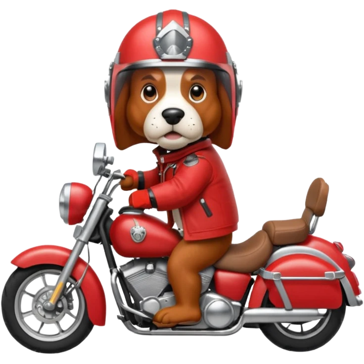 extremely angry bassett hound on a motorcycle emoji