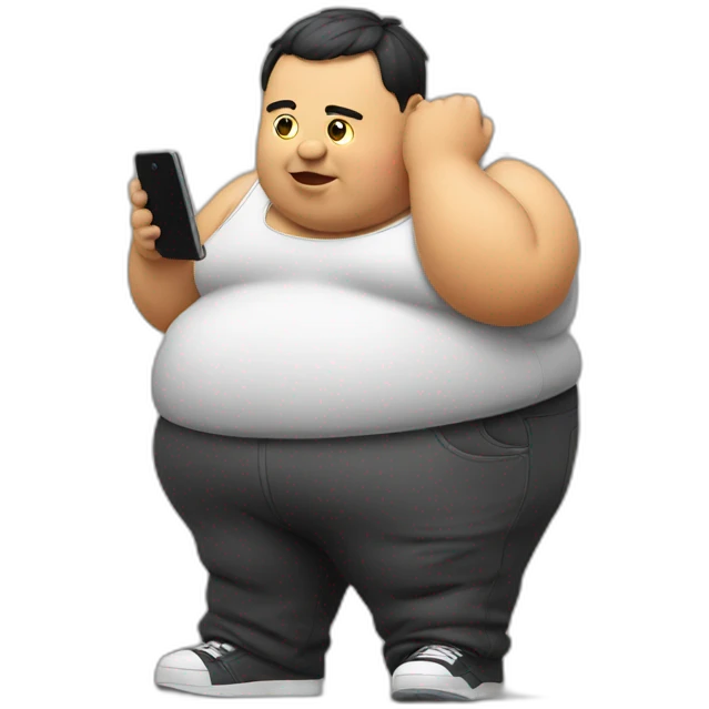 fat person using the cellphone emoji