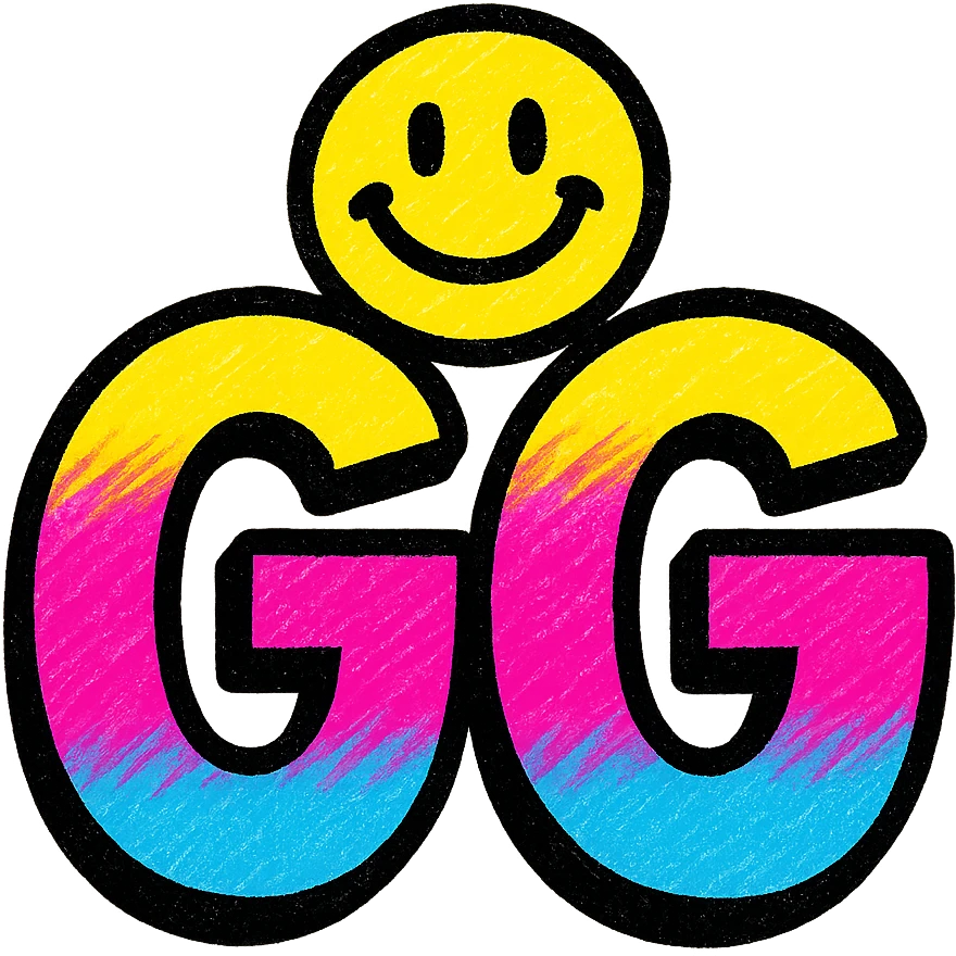 letters GG in rainbow gradient, cheerful and lively, modern look emoji