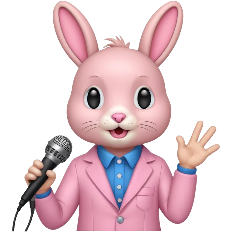 pink bunnie singing , holding mic emoji