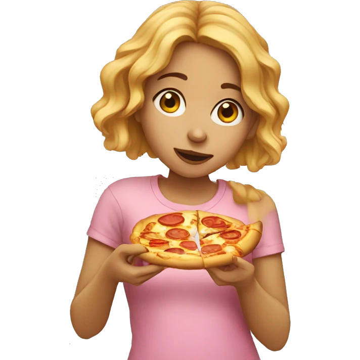 Girl eating pizza emoji