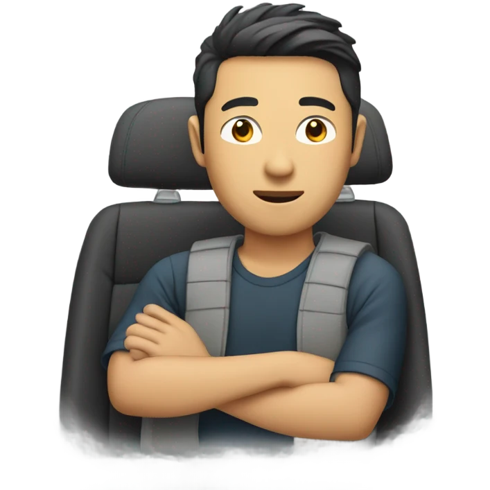 Asian man in car emoji