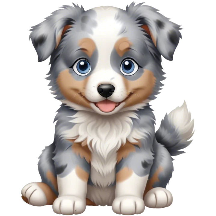 blue merle australian-shepherd blue eyes puppy happy emoji
