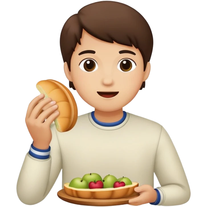 Eating bread and fruits emoji