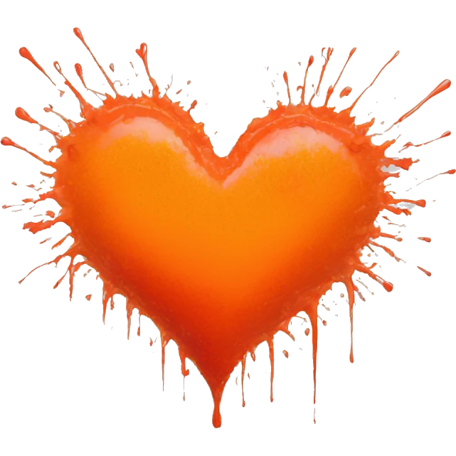 splattered paint heart glowing red-orange warmth emoji