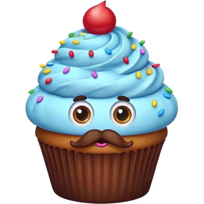 big mustached cupcake big eyes emoji