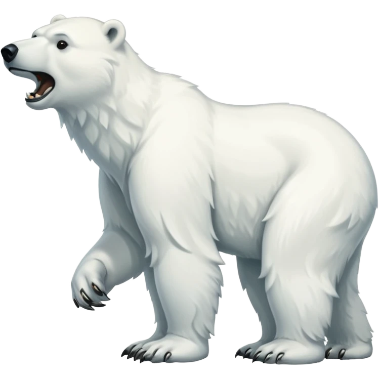 Polar bear with a wolf’s tail, fluffy neck fur, and long downward pointing tusks emoji