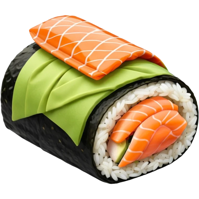 A sushi roll laying in bed with a blanket on emoji
