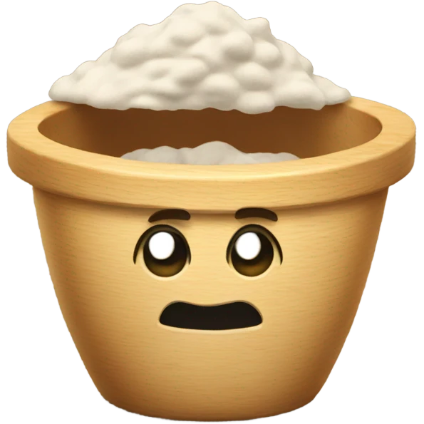 flour in wooden mixing bowl  emoji