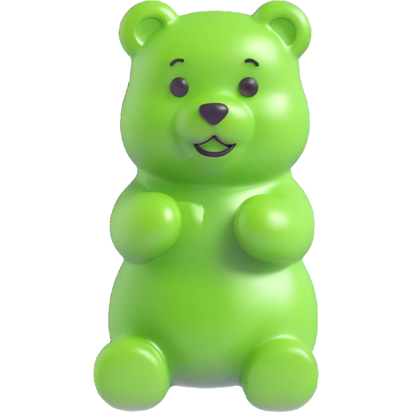 green gummy bear, 3D style, highly detailed, soft lighting, transparent background emoji