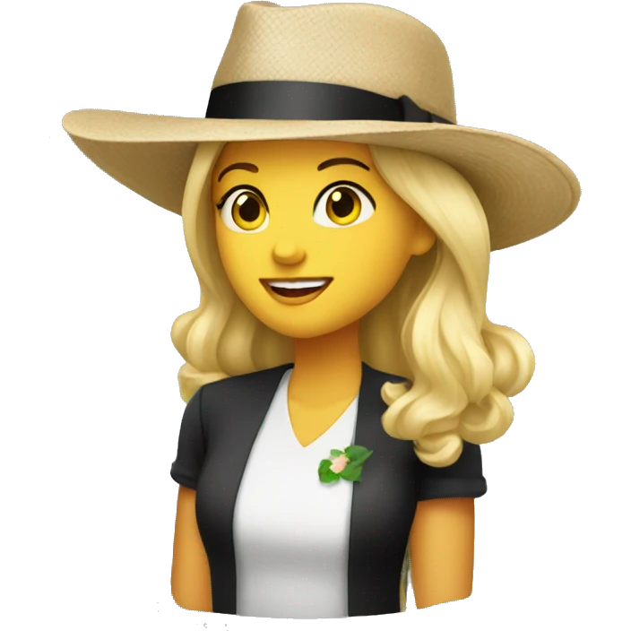 Blonde girl in derby hat emoji