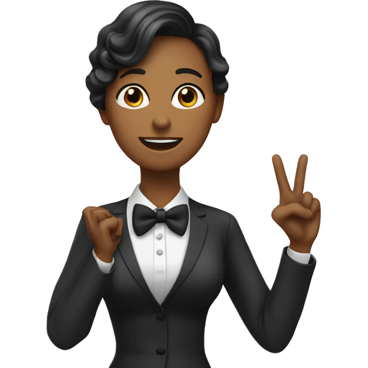 Women saying bow tie in asl emoji