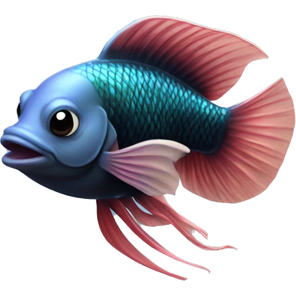dumbo beta fish black  emoji