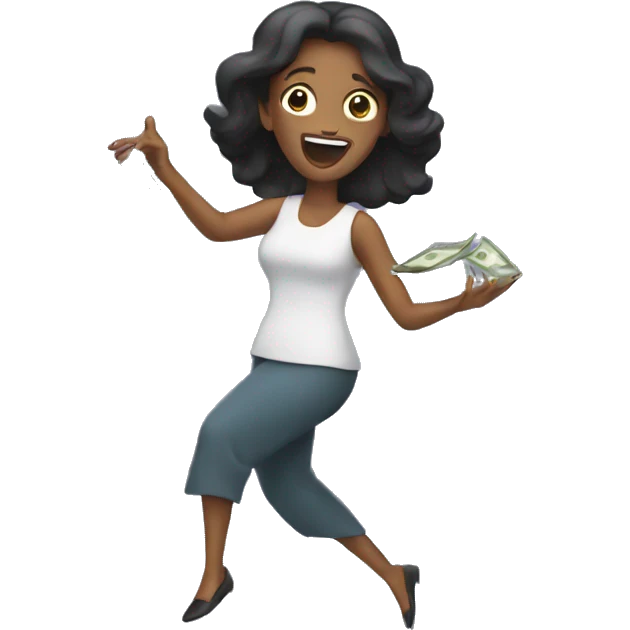A woman throwing money emoji