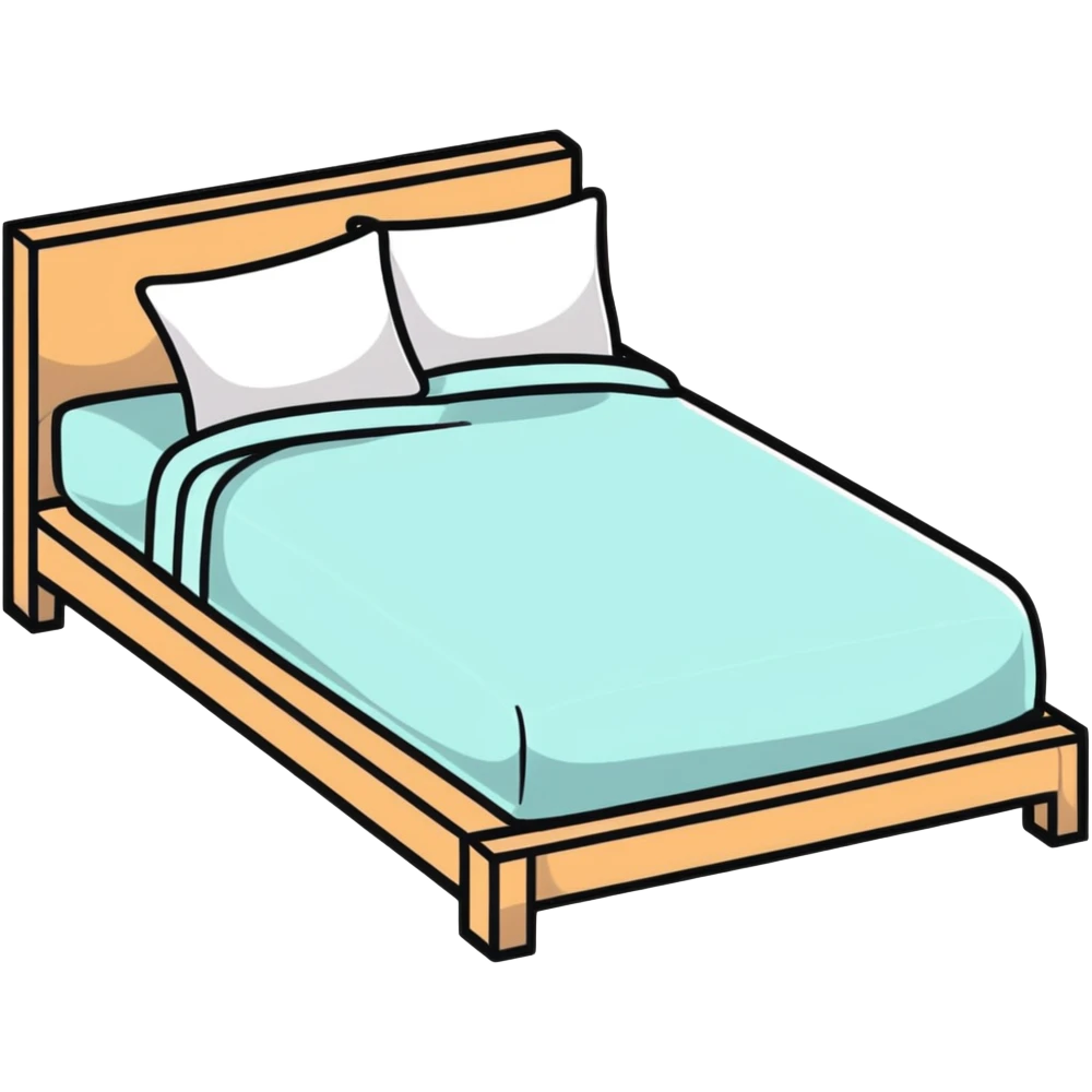 A comfortable bed with pillows and blanket emoji