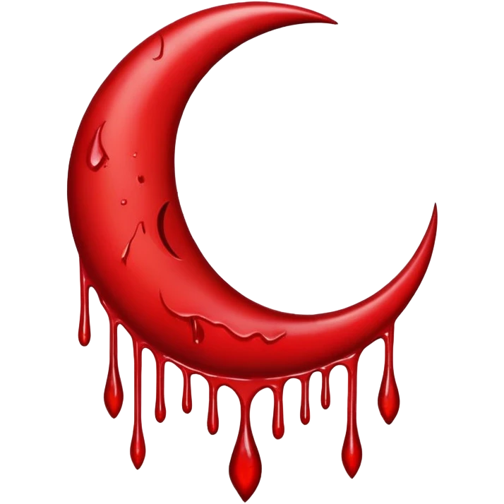  crescent moon with blood dripping from it red emoji