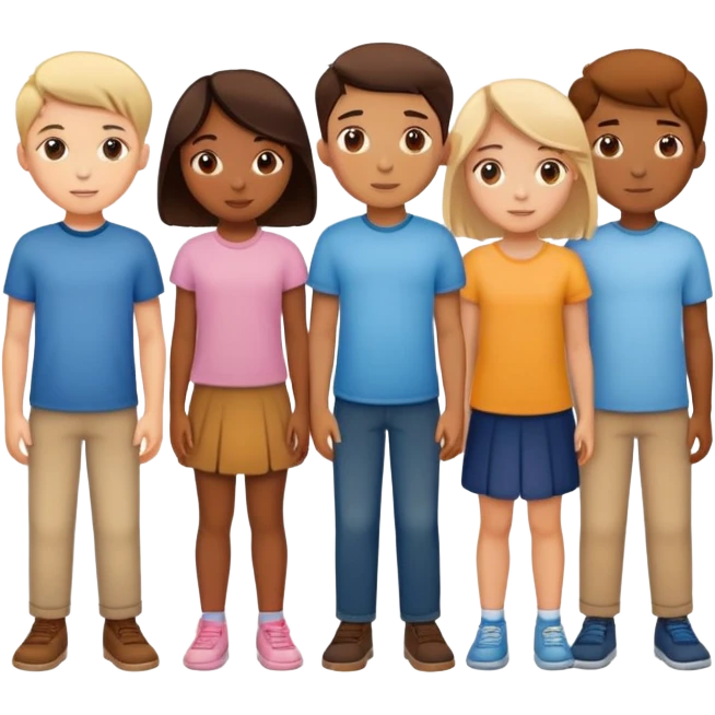 Seven boys and three girls standing together as a group emoji