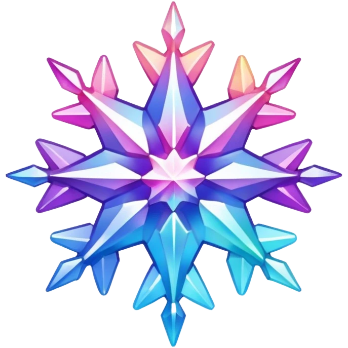 Gradient iridescent Pastel rainbow Pink violet blue white crystal star snowflake  emoji