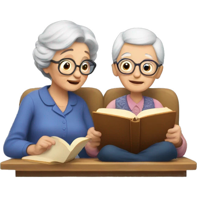 Granny and grandpa reading  book emoji