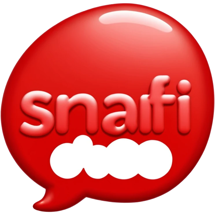 the word SNAFI in bold red bubble letters, red text bubble font, with a slight 3D effect emoji