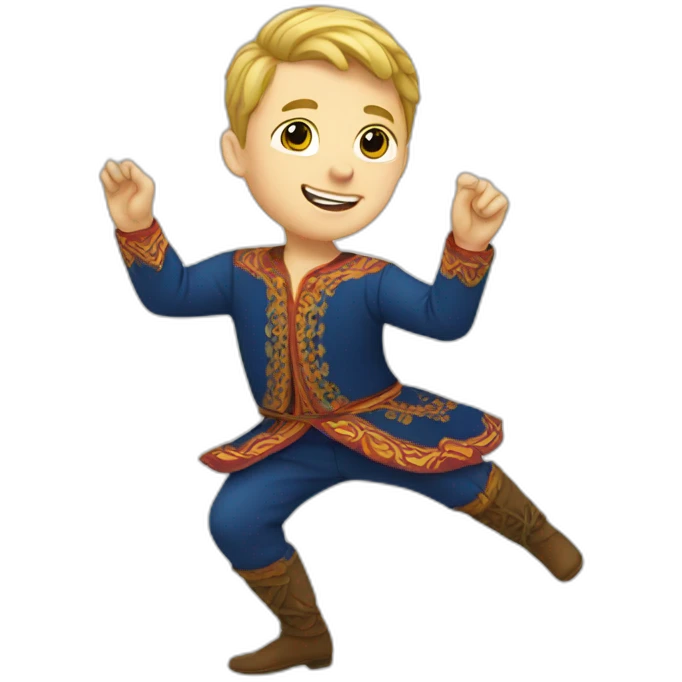 white boy in folk costume dancing emoji
