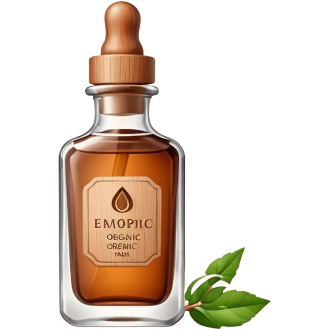 Organic cosmetic in a cristal brown bottle emoji