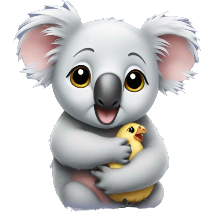  koala hugging baby chiken emoji