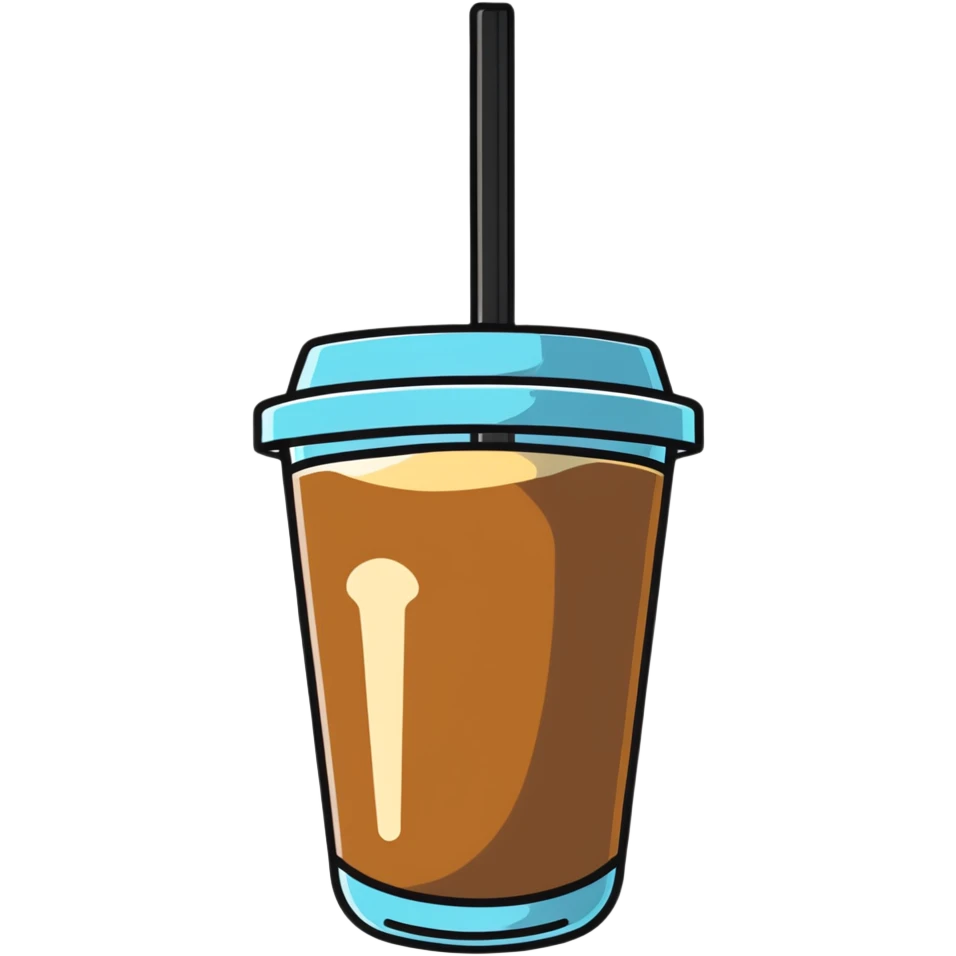 a glass of iced coffee with a metal straw emoji