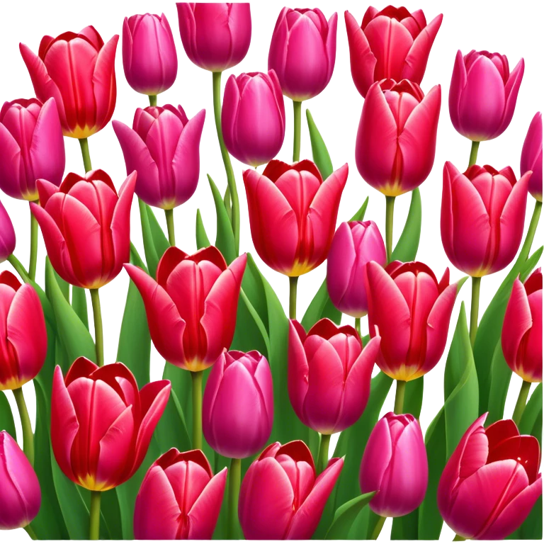 Tulips – Cinematic Realistic Tulips, depicted as a vibrant field of blooming tulips in brilliant hues, each delicate petal catching dewdrops under soft, natural spring light, rendered with detailed textures and a dreamy, picturesque glow. emoji