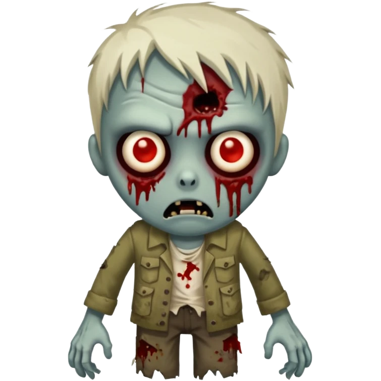 Walking zombie, tattered clothes, scary expression, realistic horror, no background





 emoji