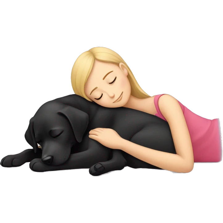 Black Labrador sleeping with girl emoji