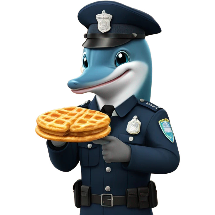 a german cop dolphin eating a stroopwafel emoji