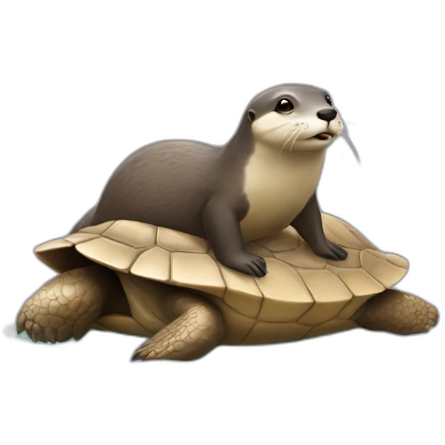Une loutre sur une tortue emoji