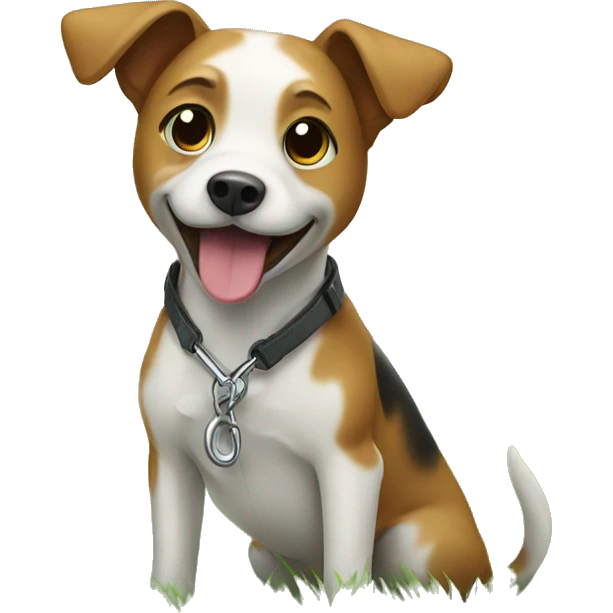 dog on leash in grass emoji