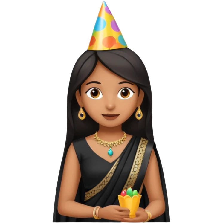 Brown girl in party wear black saree  emoji