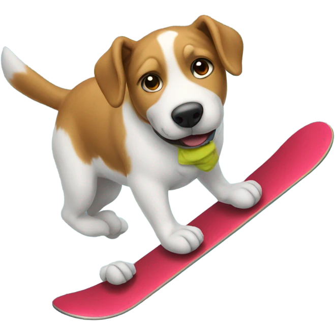 Dog riding a snowboard emoji