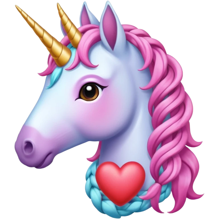 magical unicorn with Braided longer mane  themed heart  emoji