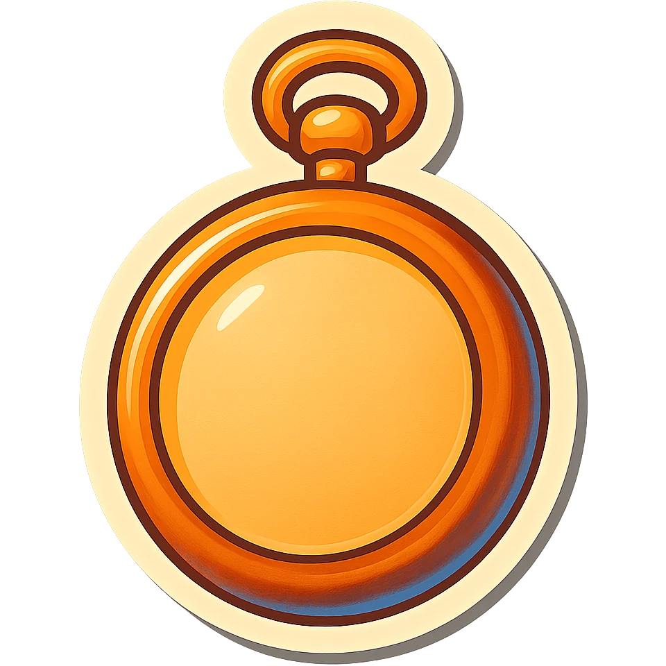 vintage pocket watch, blank face, no hands or numbers, retro sticker style emoji