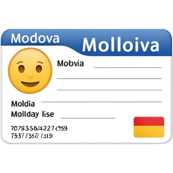 library card emoji with placeholder lines instead of text and a small silhouette of Moldova in the corner emoji