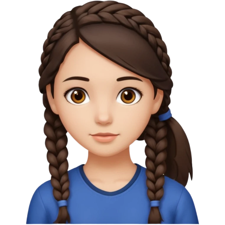 Draw me a brunette girl, with medium-length hair, dark brown eyes, and a side braid emoji