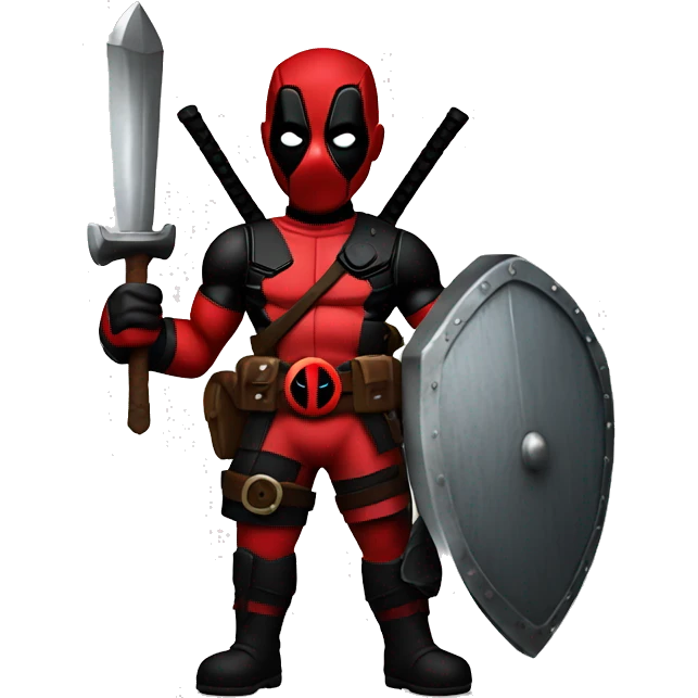 Deadpool holding Viking shield emoji
