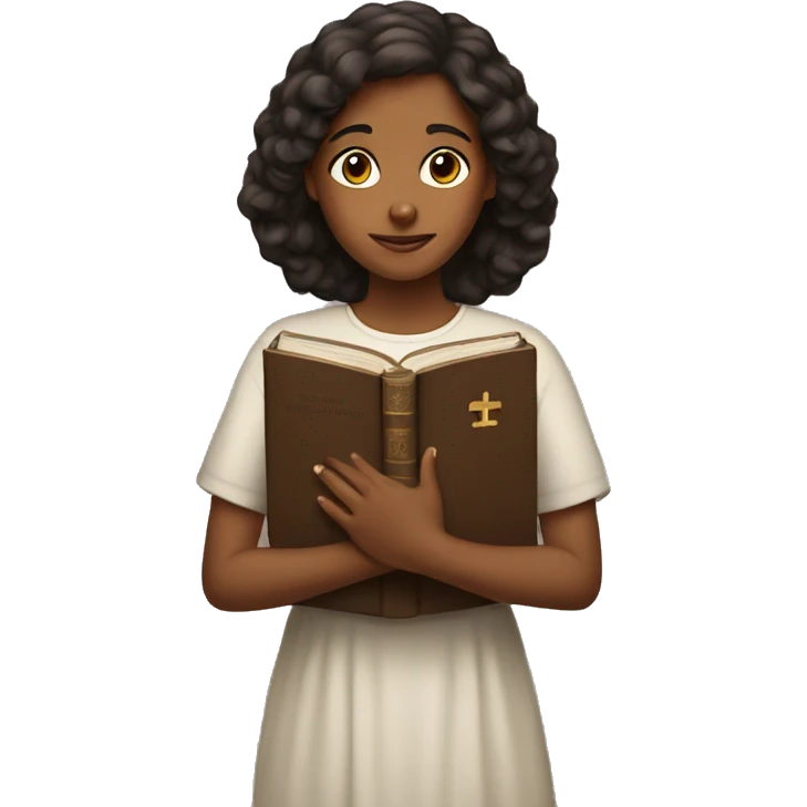 Brown girl with Bible emoji