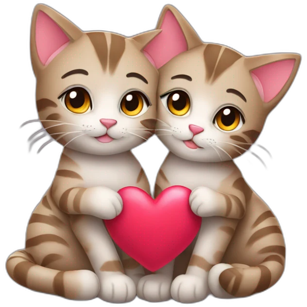 Cuddling tabby cats on Valentine’s Day  emoji