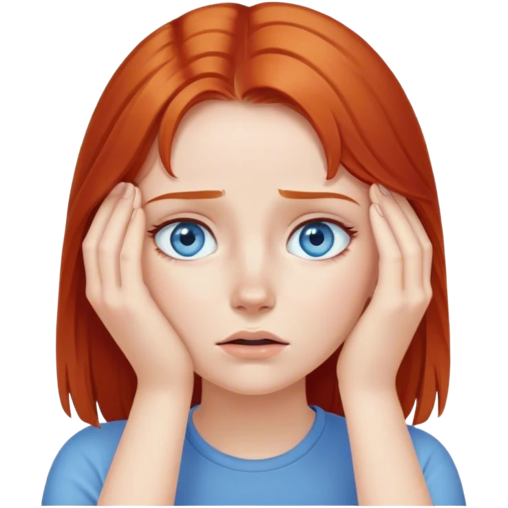 Facepalm redhead girl blue eyes emoji